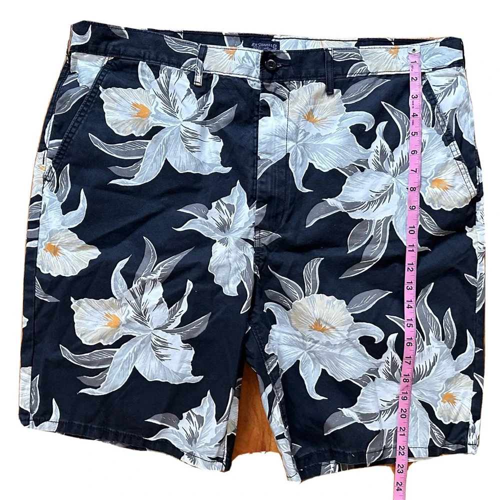 Levi Strauss Floral Shorts Mens W40 Floral Navy‎ Leaf Classic Chino Shorts